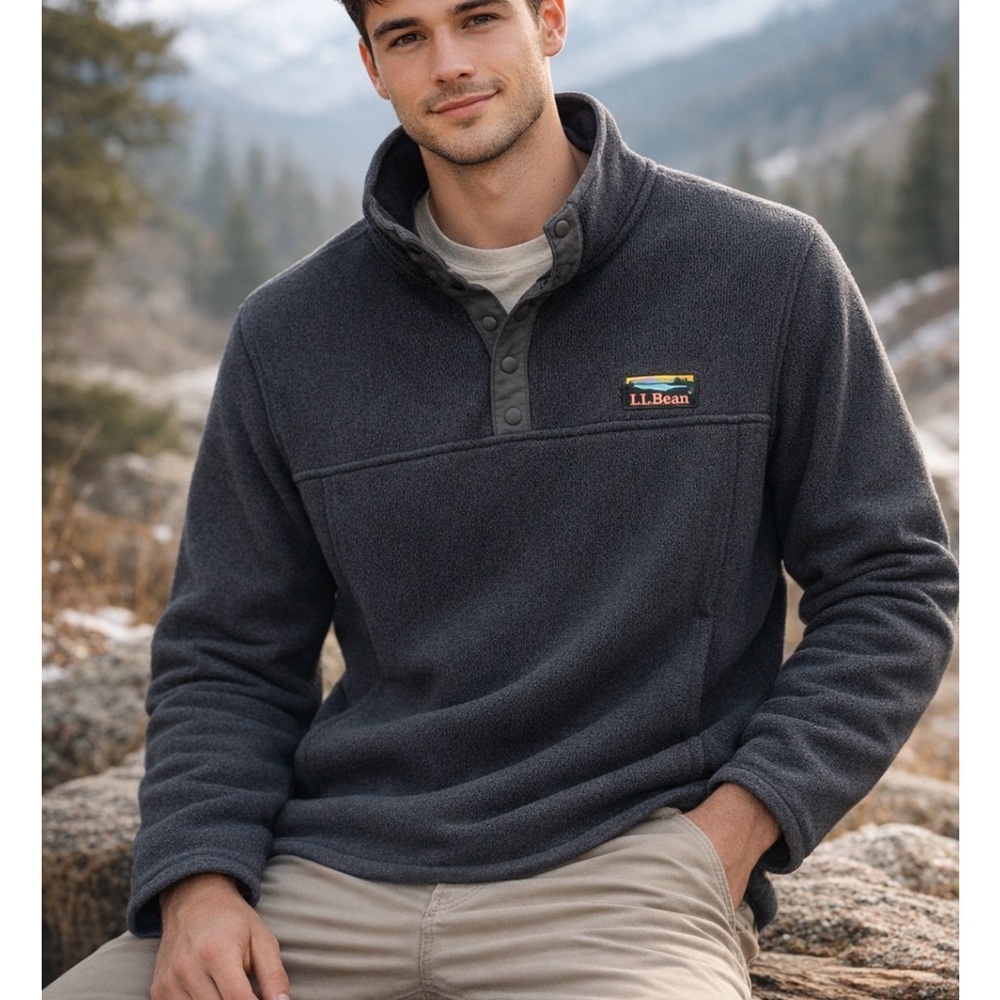 L.L. Bean Charcoal Fleece Pullover